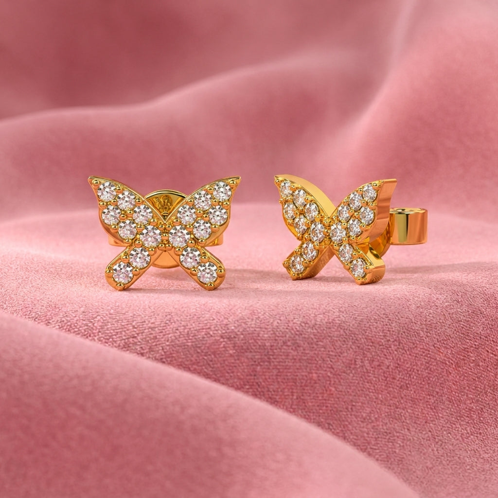 Pavé White Cz Butterfly Stud Earrings - 925 sterling silver earrings for women