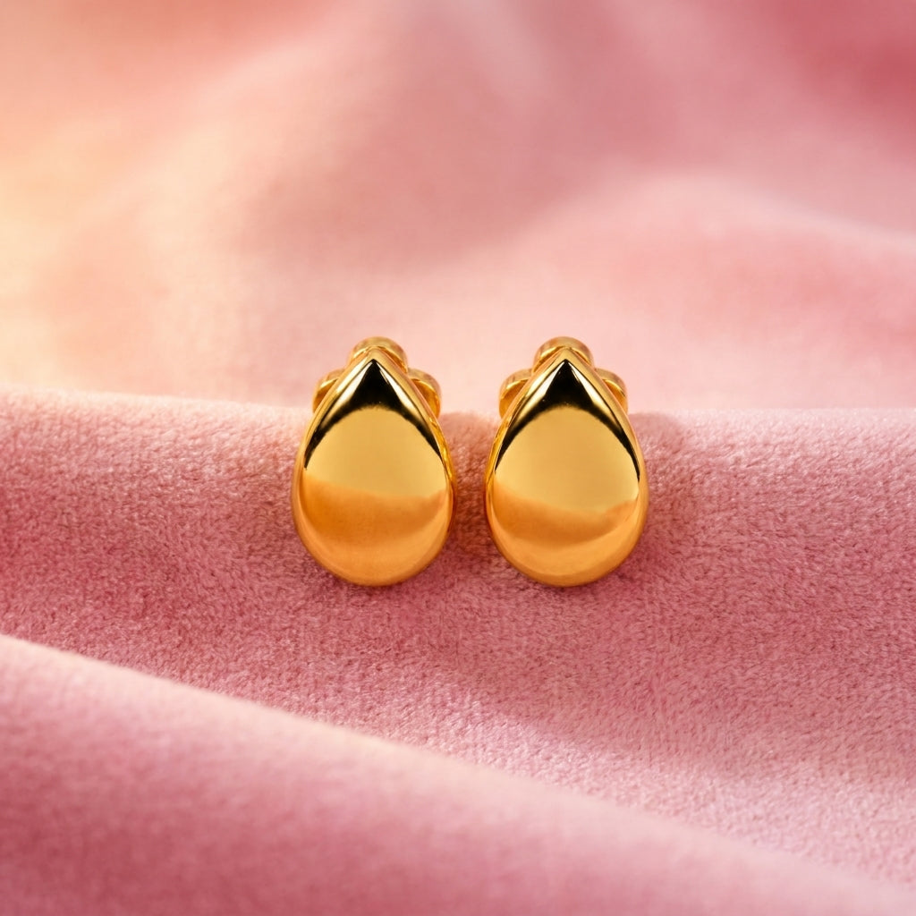 Ridged Pear Dome Stud Earrings - 925 sterling silver earrings for women