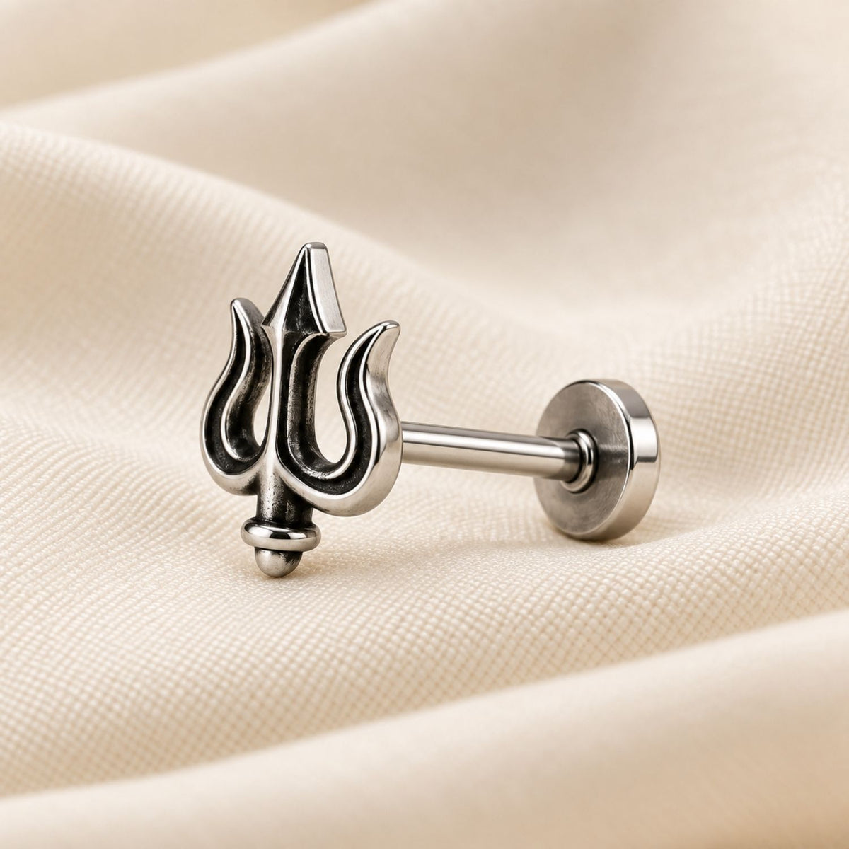 Trishul Nose Pin for Women - 925 Sterling Silver