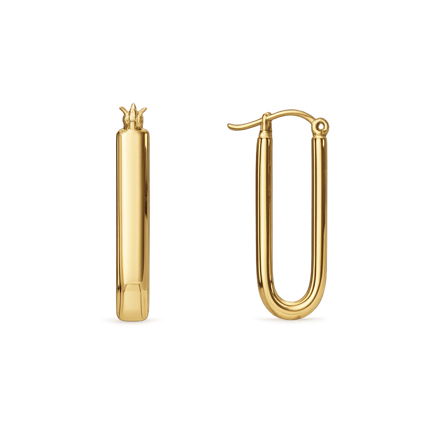 Long Bar Hoops - 925 Sterling Silver Gold Plated