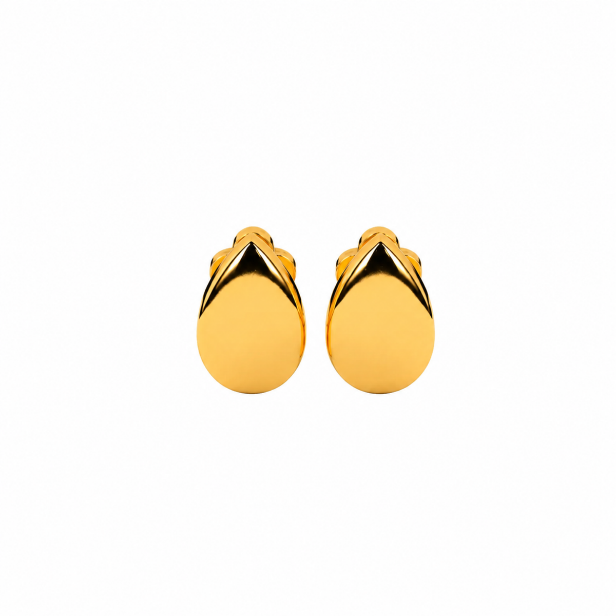 Ridged Pear Dome Stud Earrings - 925 sterling silver earrings for women