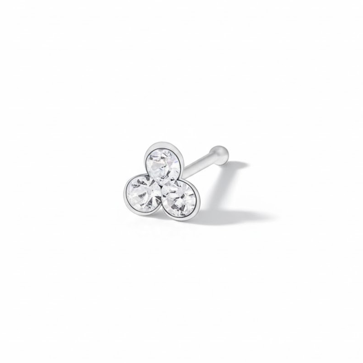 Trio Sparkle Stud Nose Pin – Sterling Silver