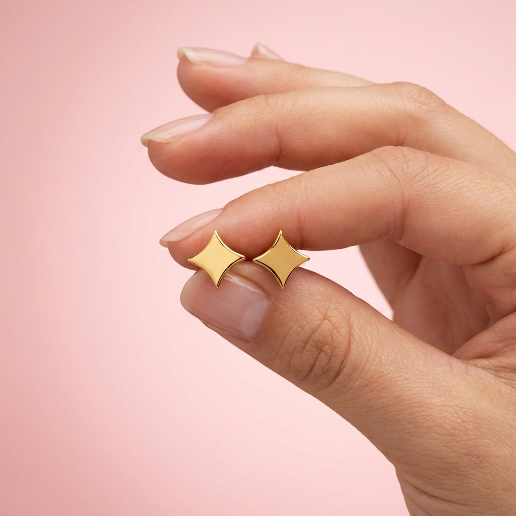 Minimal Kite Star Stud Earrings - 925 sterling silver earrings for women