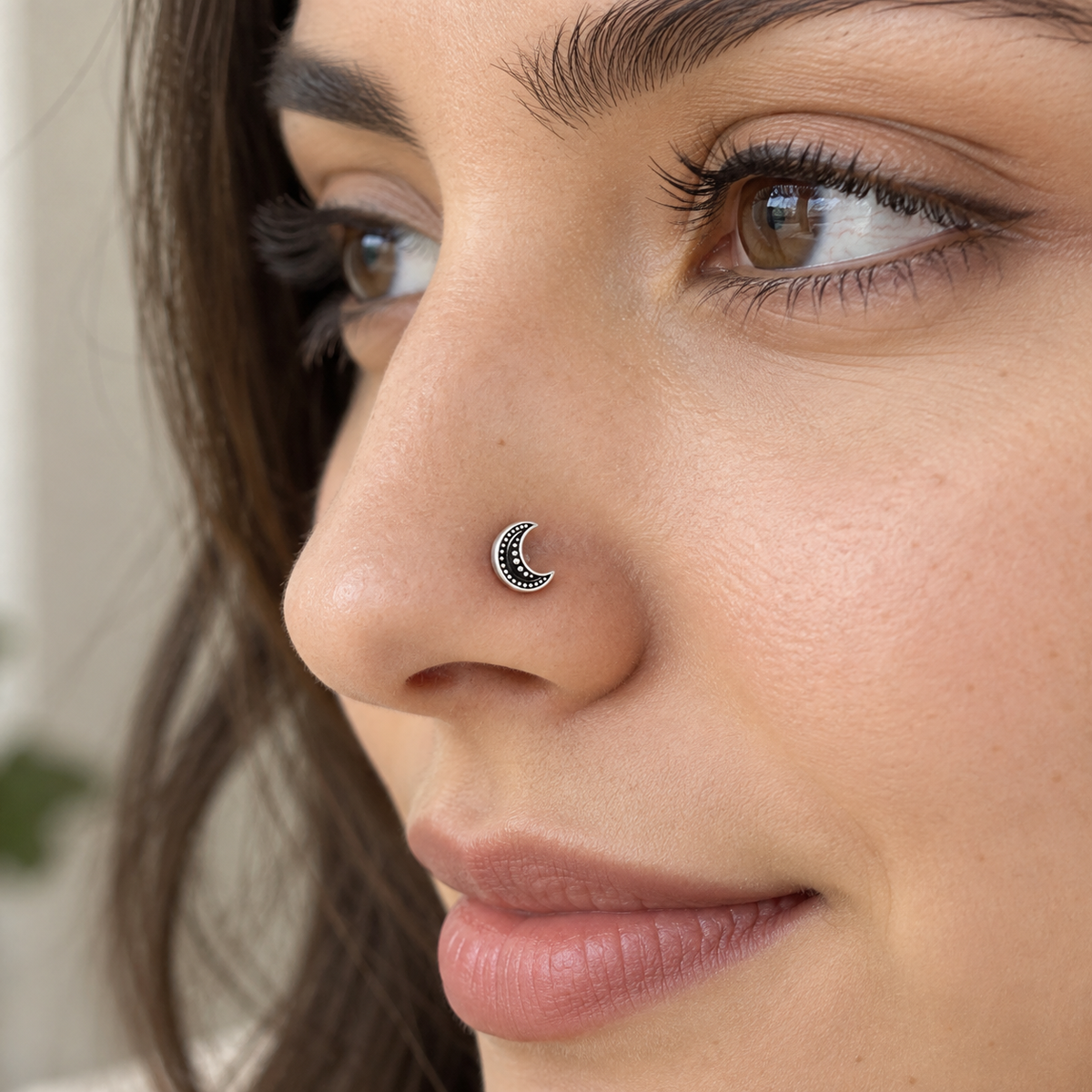 Crescent Moon Nose Pin for Women - 925 Sterling Silver