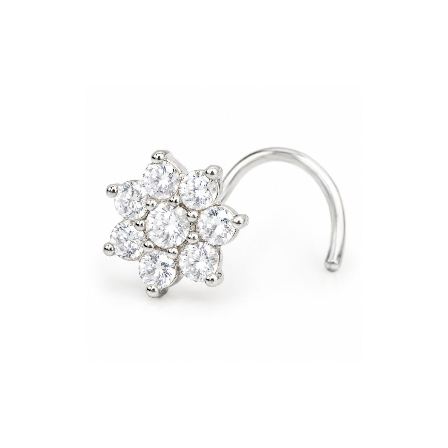 Full Bloom Cluster CZ Nose Pin 925 Sterling Silver