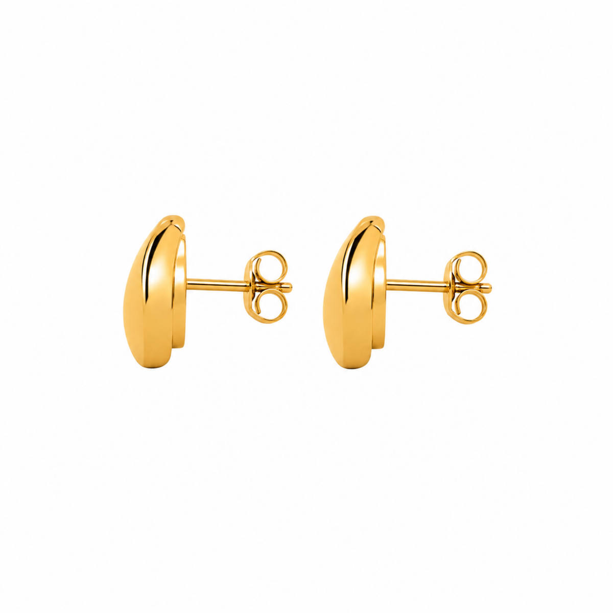 Ridged Pear Dome Stud Earrings - 925 sterling silver earrings for women