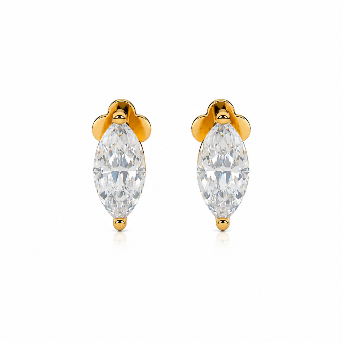 Marquise White Cz Solitaire Stud Earrings - 925 sterling silver earrings for women