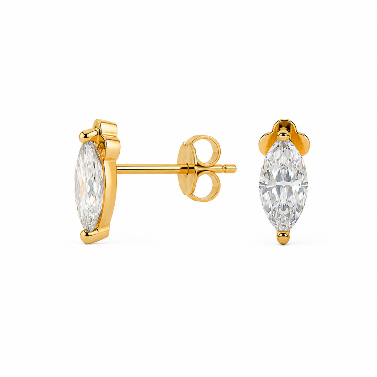 Marquise White Cz Solitaire Stud Earrings - 925 sterling silver earrings for women