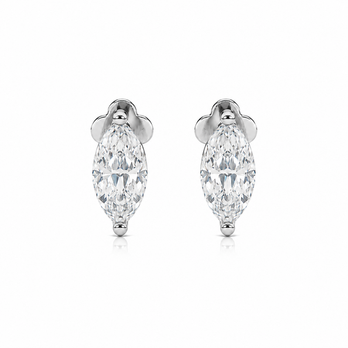 Marquise White Cz Solitaire Stud Earrings - 925 sterling silver earrings for women