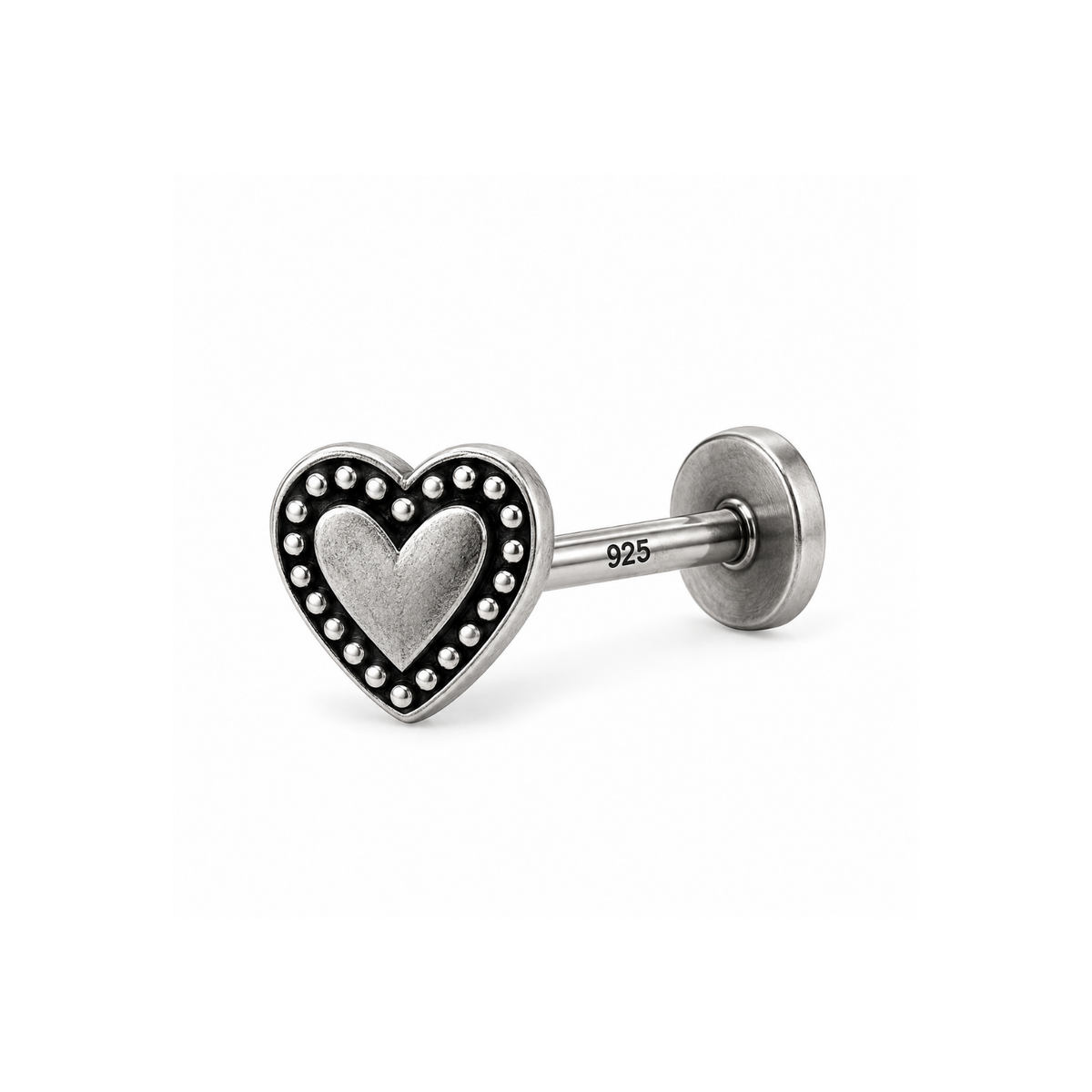 Oxidized Heart Nose Pin for Women - 925 Sterling Silver