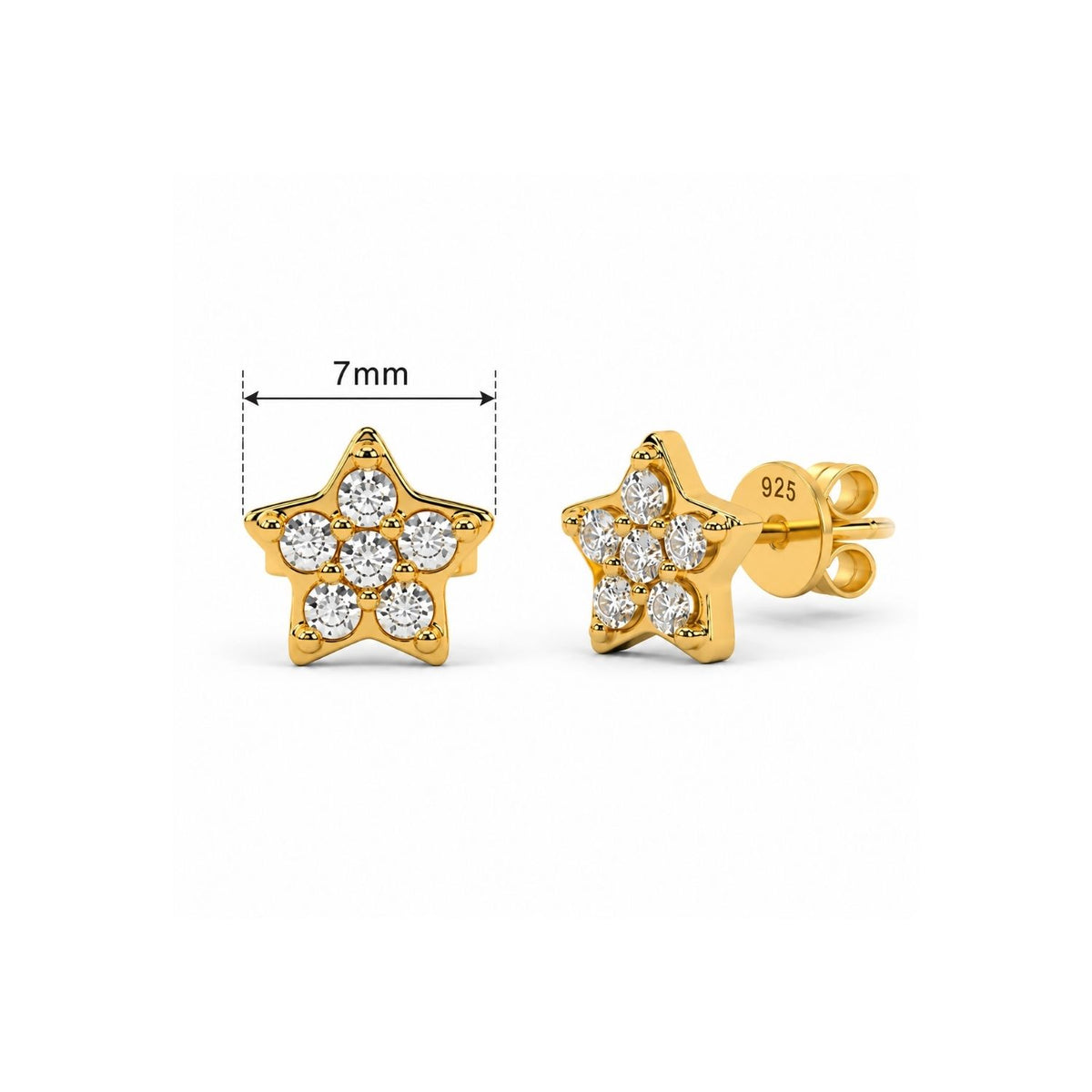 Pavé White Cz Star Stud Earrings for Women - 925 Sterling Silver