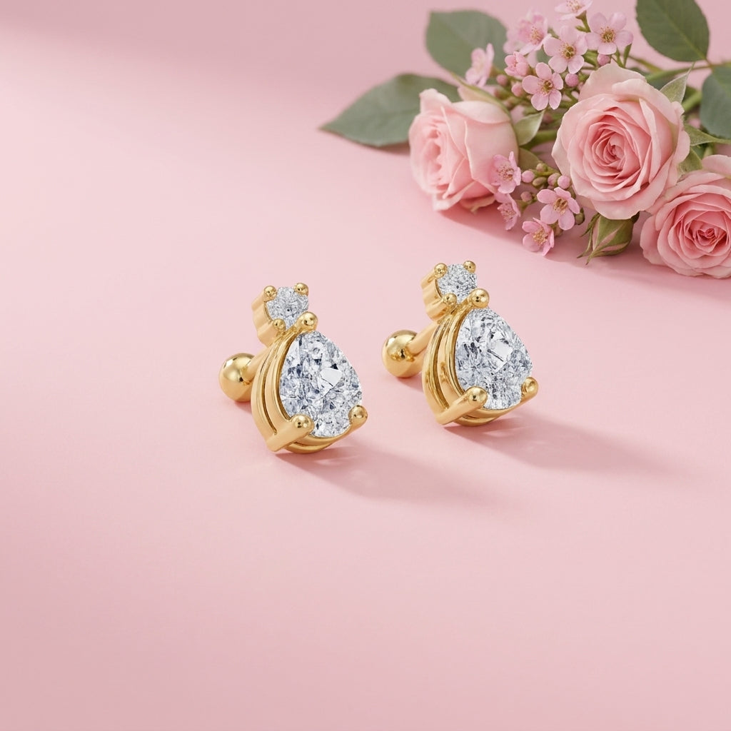 Teardrop Stud - 925 Sterling Silver Gold Plated