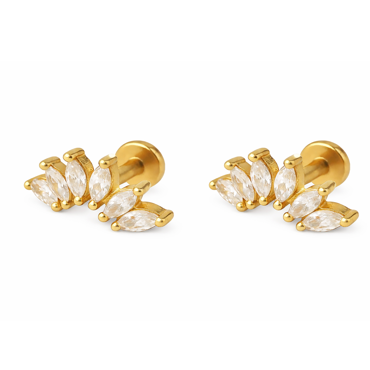 Leaf Marquise White Cz Stud Earrings – Sterling Silver