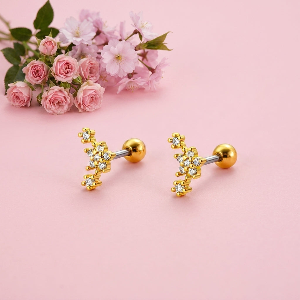 Starburst White Cz Celestial Stud Earrings – Sterling Silver