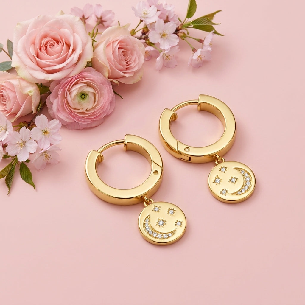 Galaxy Huggies - 925 Sterling Silver Gold Plated
