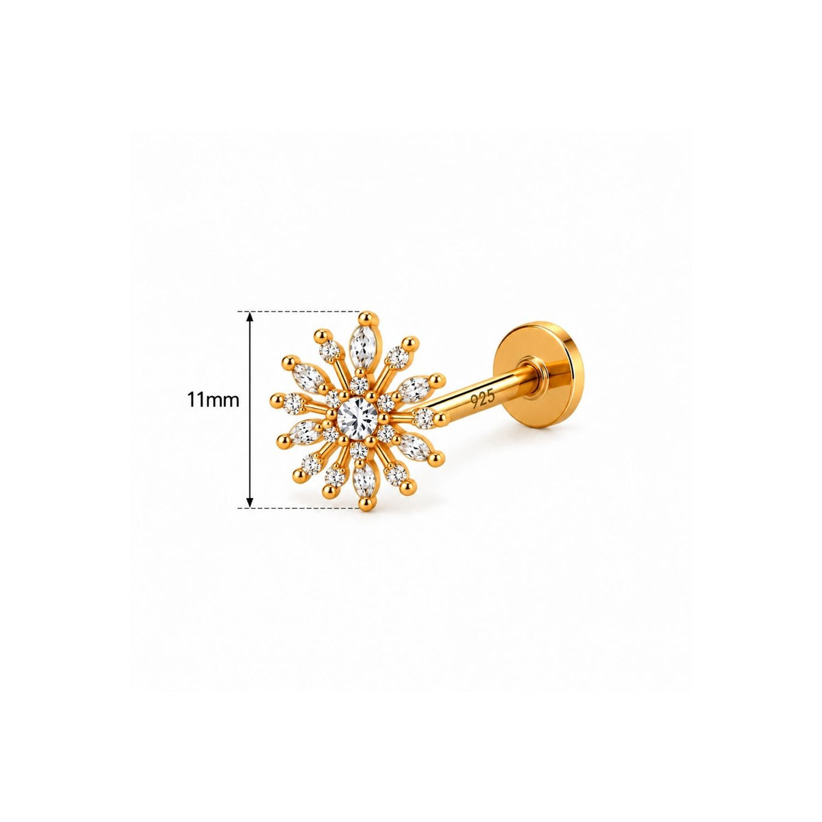 Marquise Flower Nose Pin - 925 Sterling Silver