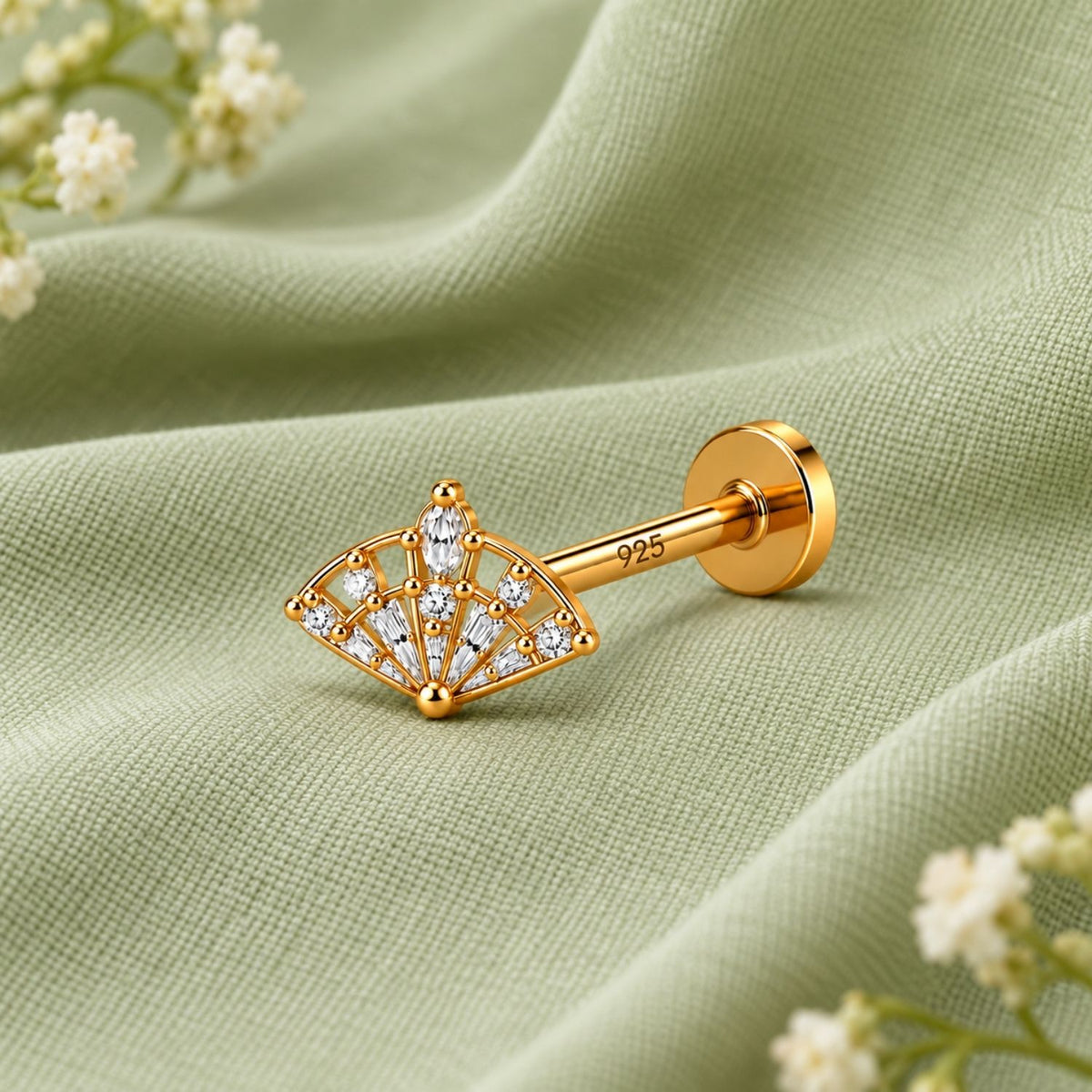Fan Nose Pin - 925 Sterling Silver