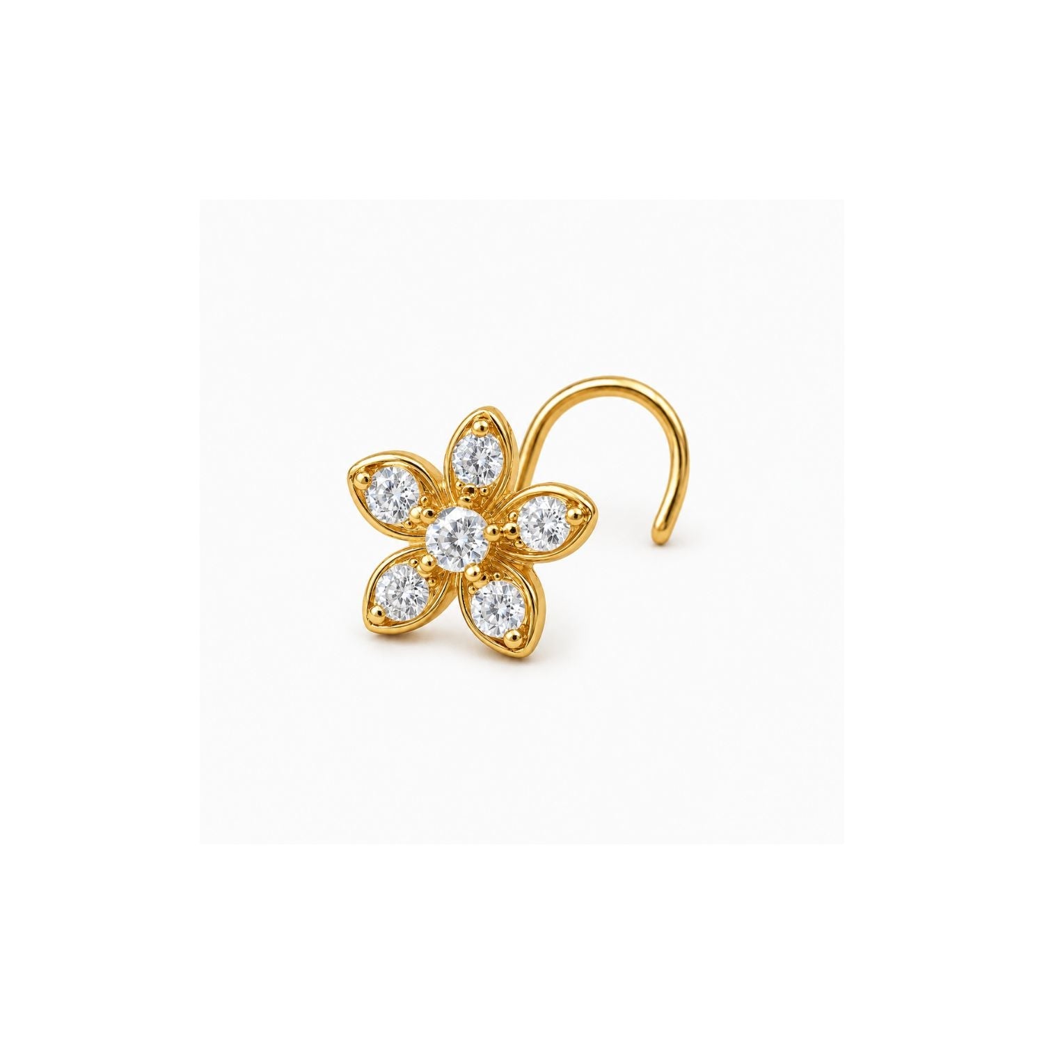 Six Petal Marquise CZ Nose Pin 925 Sterling Silver