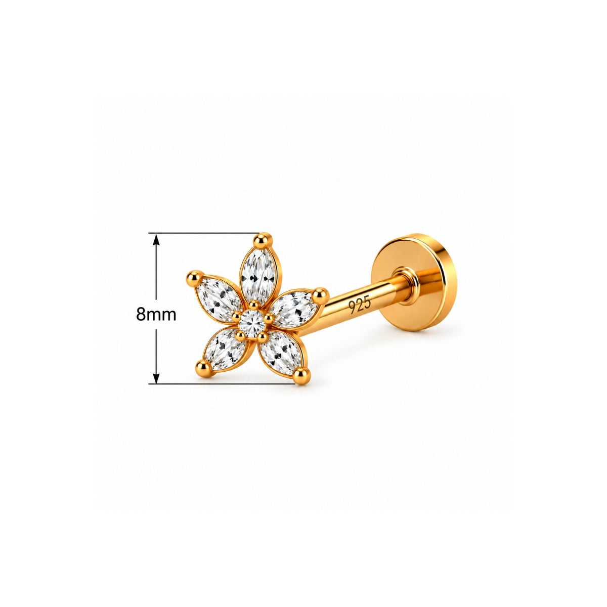 Marquise Star Flower Nose Pin - 925 Sterling Silver