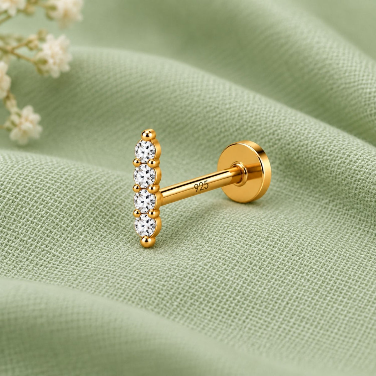 Bar Nose Pin - 925 Sterling Silver