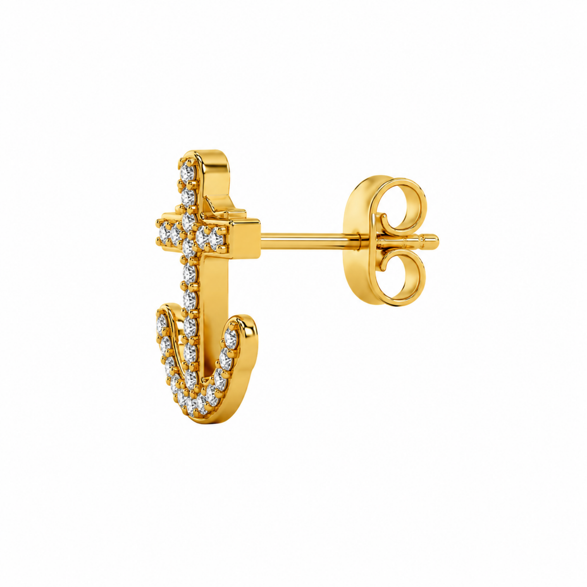 Pavé White Cz Anchor Stud Earrings - 925 sterling silver earrings for women
