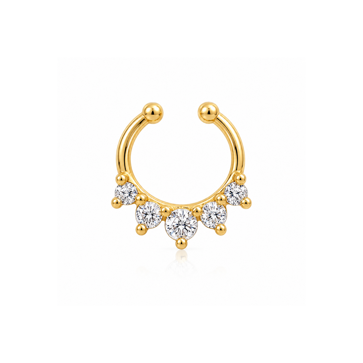 Curved Faux Septum Nose Ring - side view in 925 sterling silver