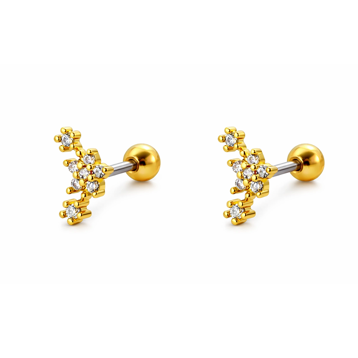 Starburst White Cz Celestial Stud Earrings – Sterling Silver