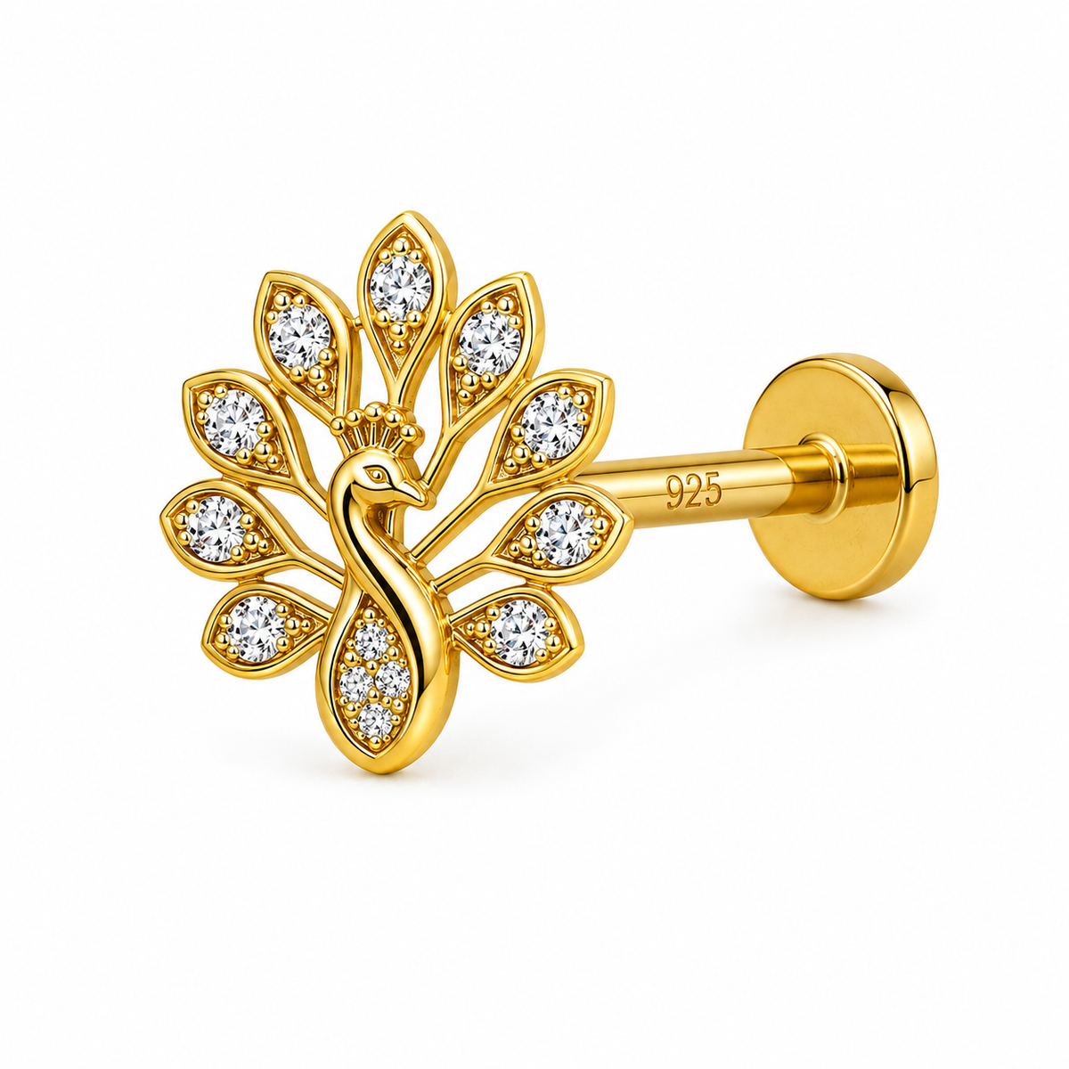 Peacock Fan Tail Nose Ring - alternate angle