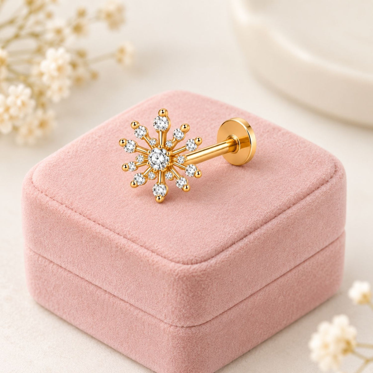 Snowflake Nose Pin - 925 Sterling Silver