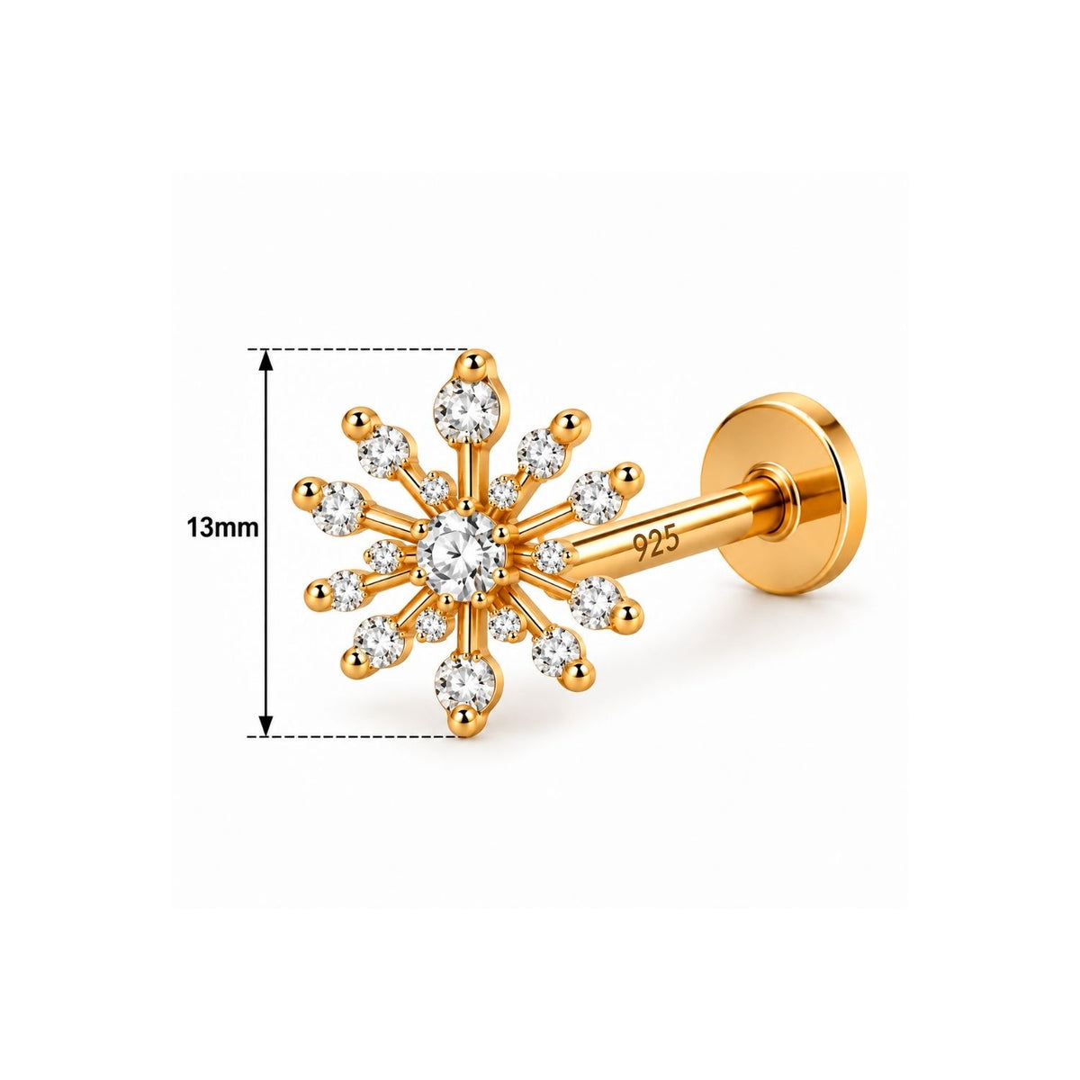 Snowflake Nose Pin - 925 Sterling Silver