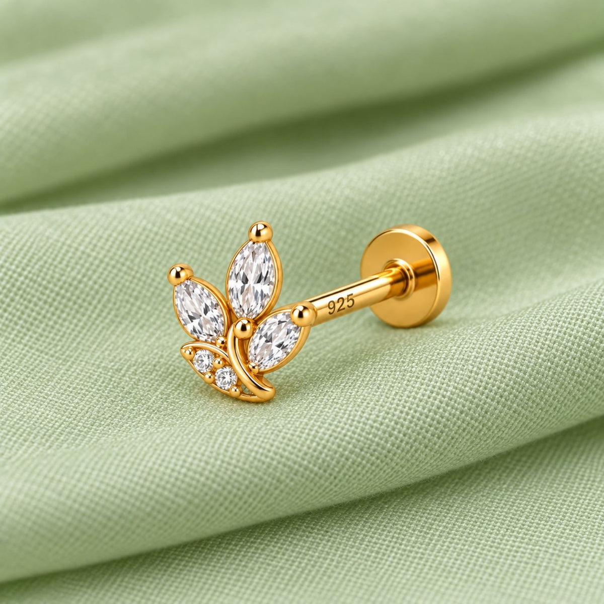 Leaf Nose Pin - 925 Sterling Silver