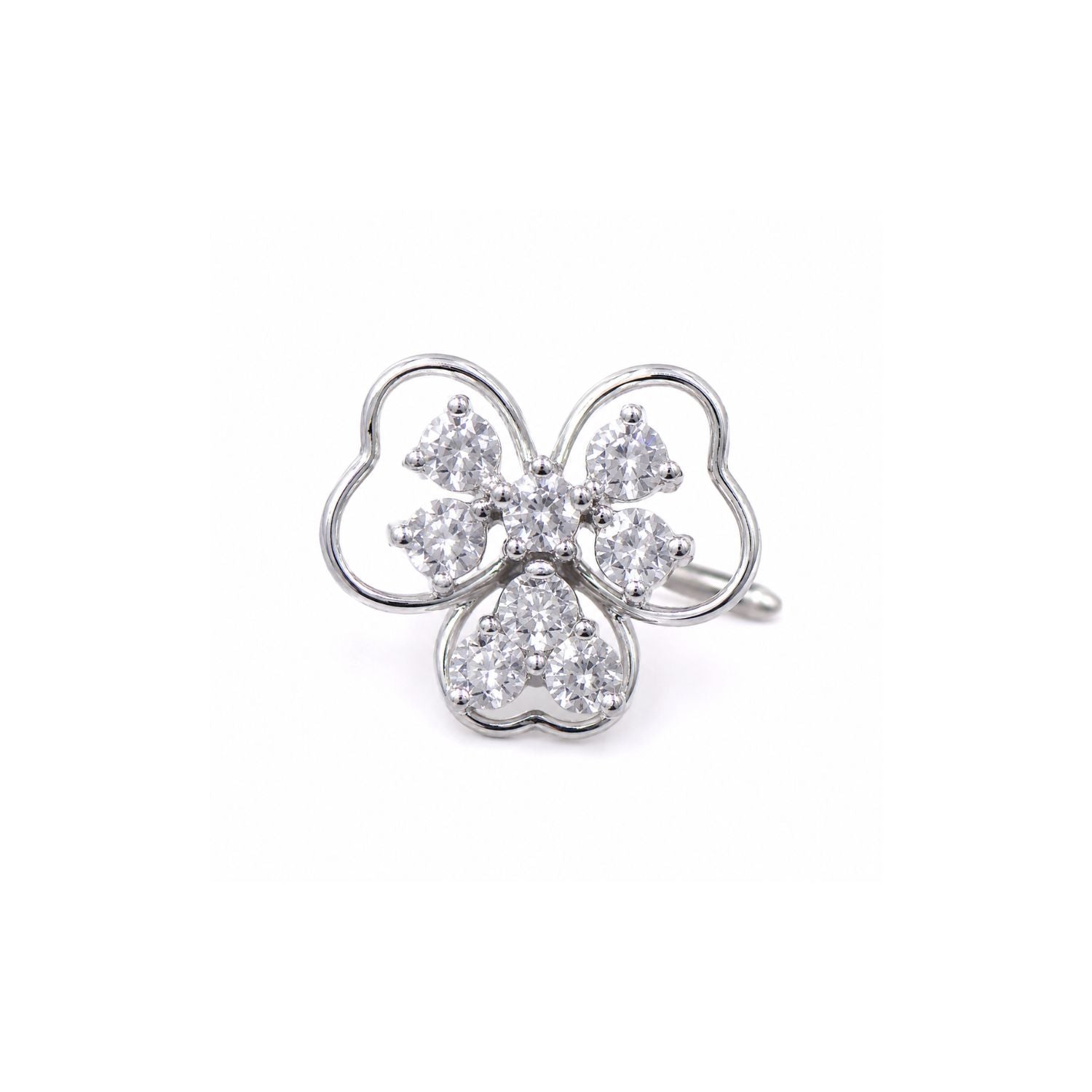 Three Petal Flower CZ Nose Pin 925 Sterling Silver