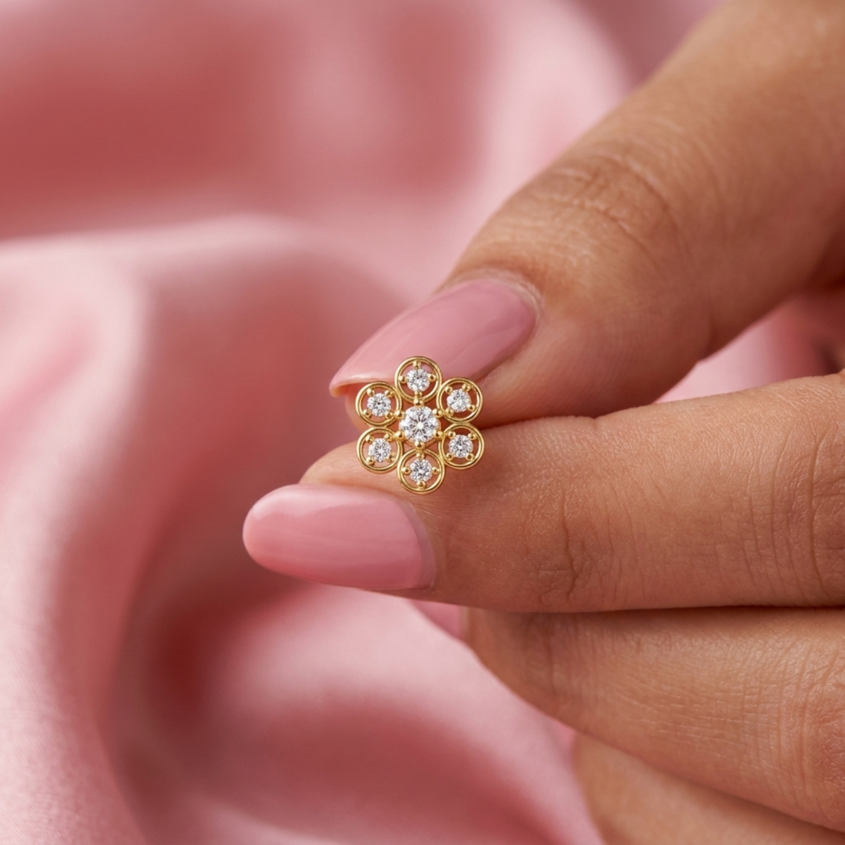 Floral Nose Pin - back view with clasp