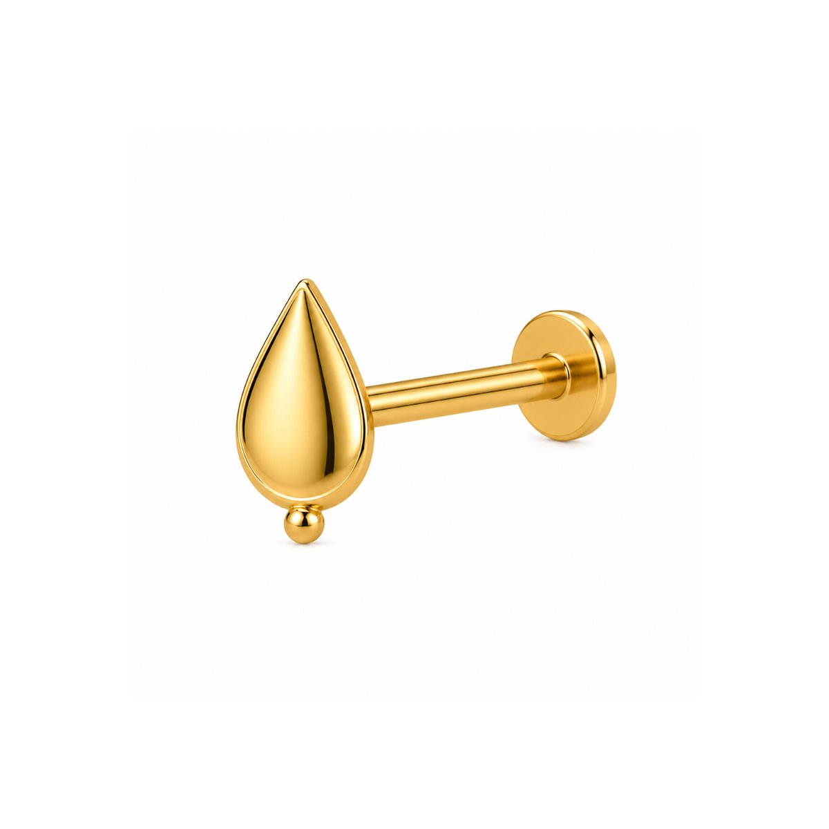 Minimalist Teardrop Nose Pin - side view in 925 sterling silver