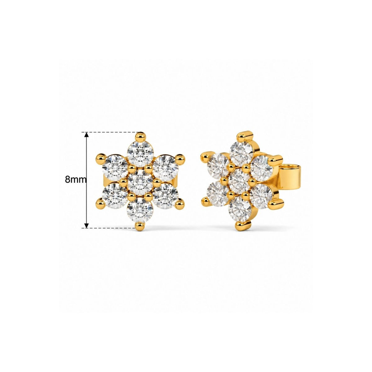 Seven Stone White Cz Floral Cluster Stud Earrings for Women - 925 Sterling Silver