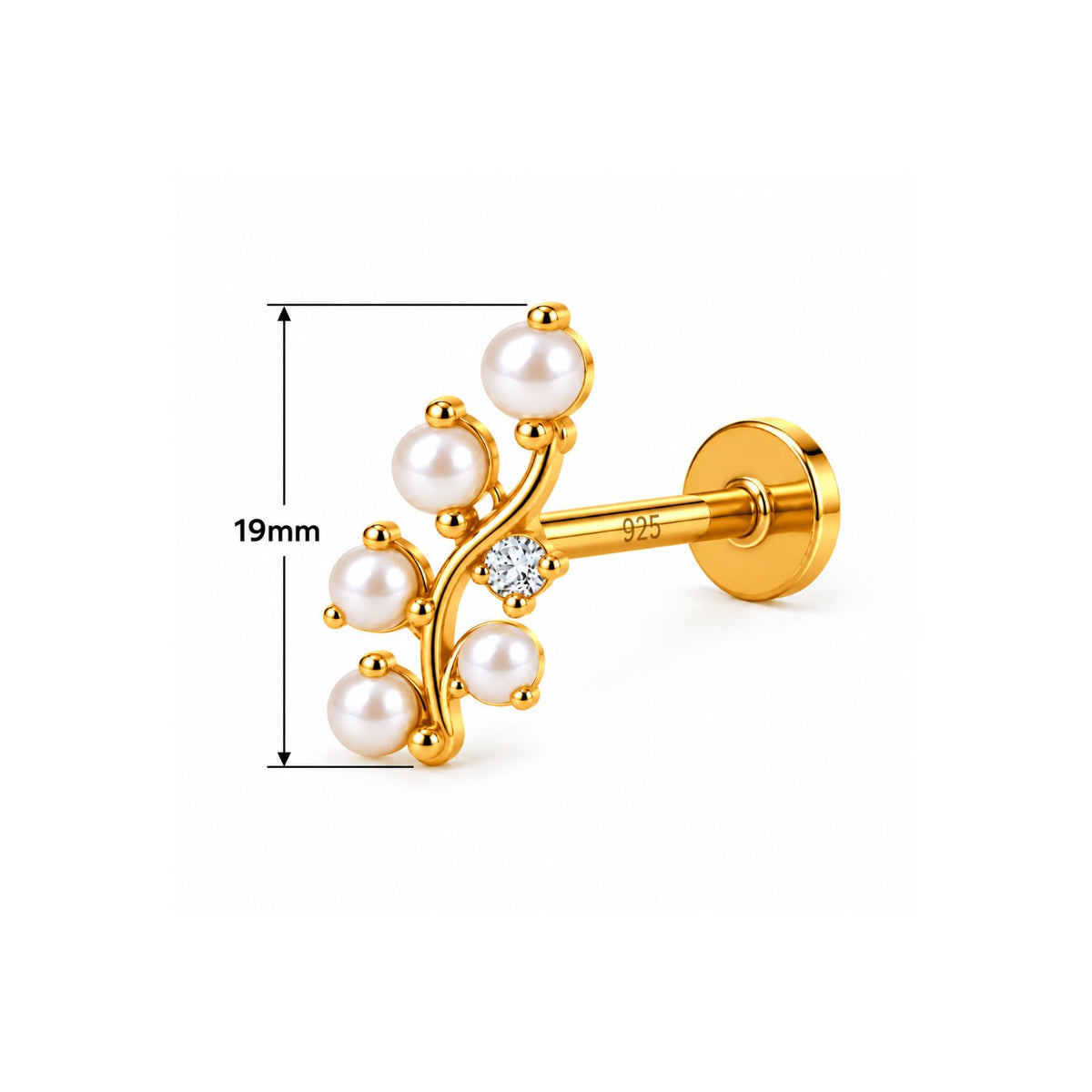Pearl Vine Nose Pin - 925 Sterling Silver