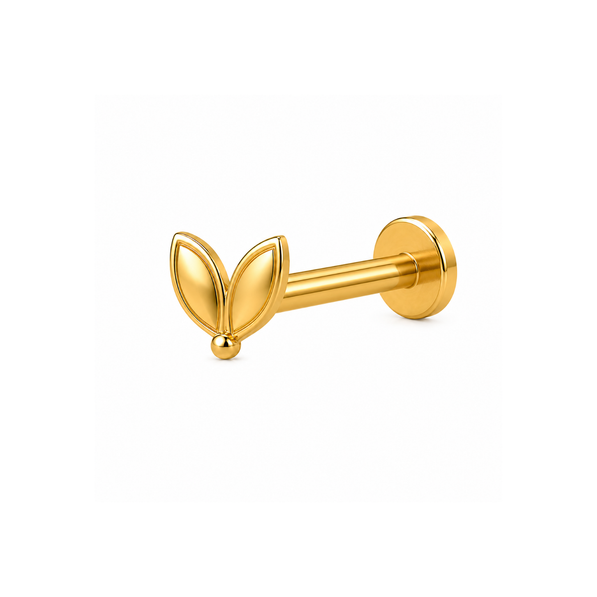 Twin Leaf Nose Pin - side view in 925 sterling silver