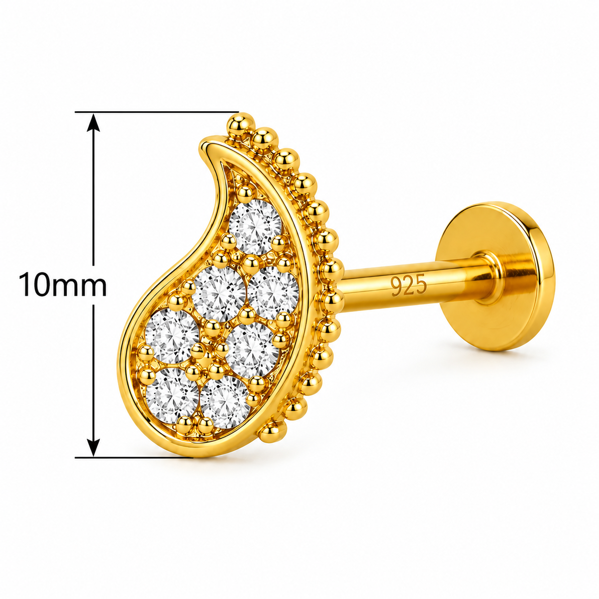 Paisley Pave Nose Pin - back view with clasp