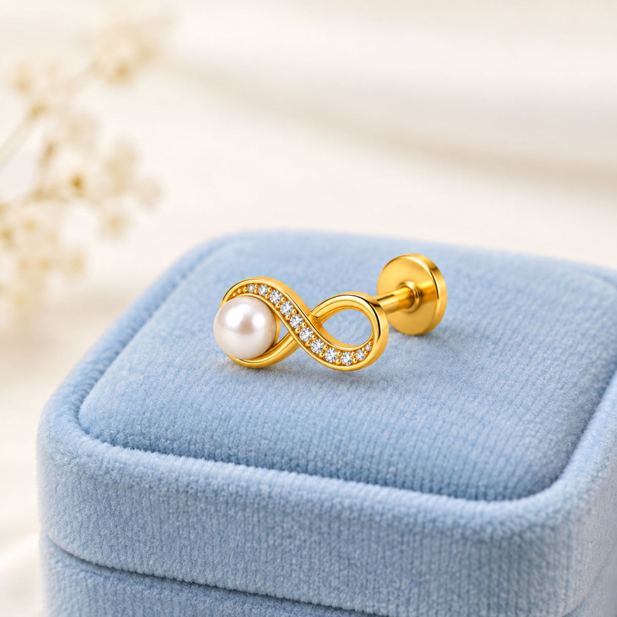 Pearl Infinity Nose Pin - 925 Sterling Silver