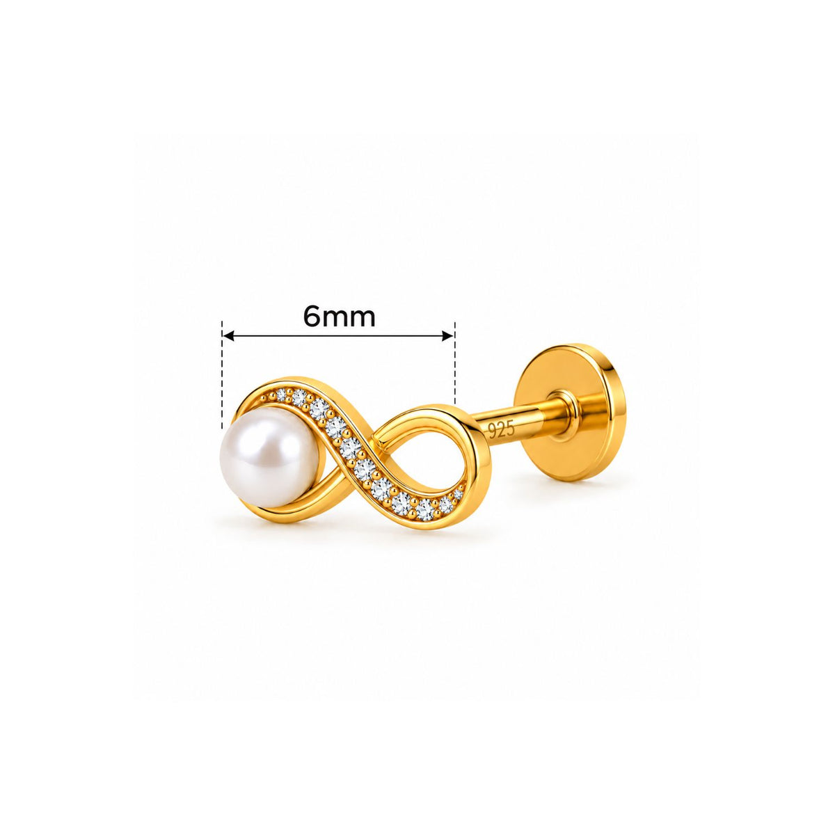 Pearl Infinity Nose Pin - 925 Sterling Silver