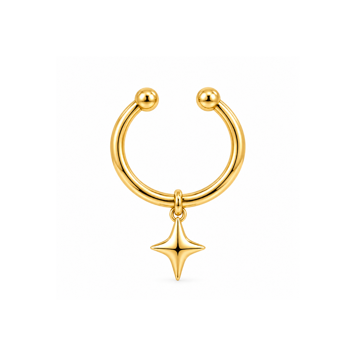 Star Drop Faux Septum Nose Ring - side view in 925 sterling silver