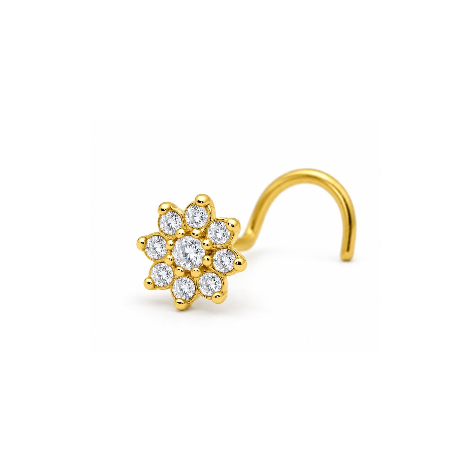 Daisy Cluster CZ Nose Pin 925 Sterling Silver