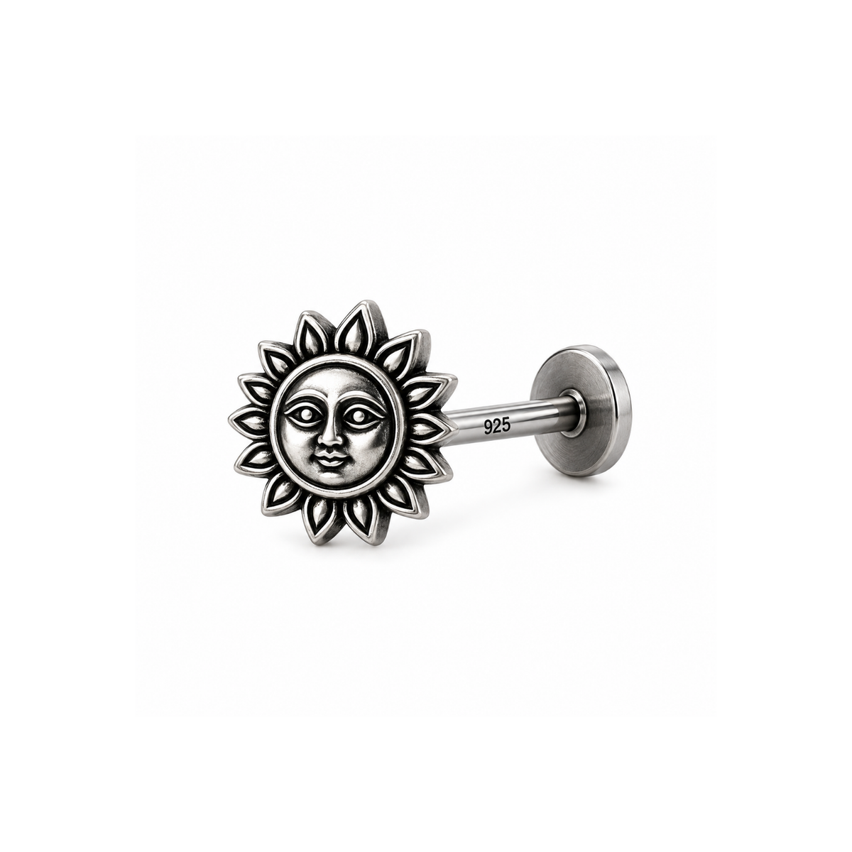 Sun Face Nose Pin for Women - 925 Sterling Silver