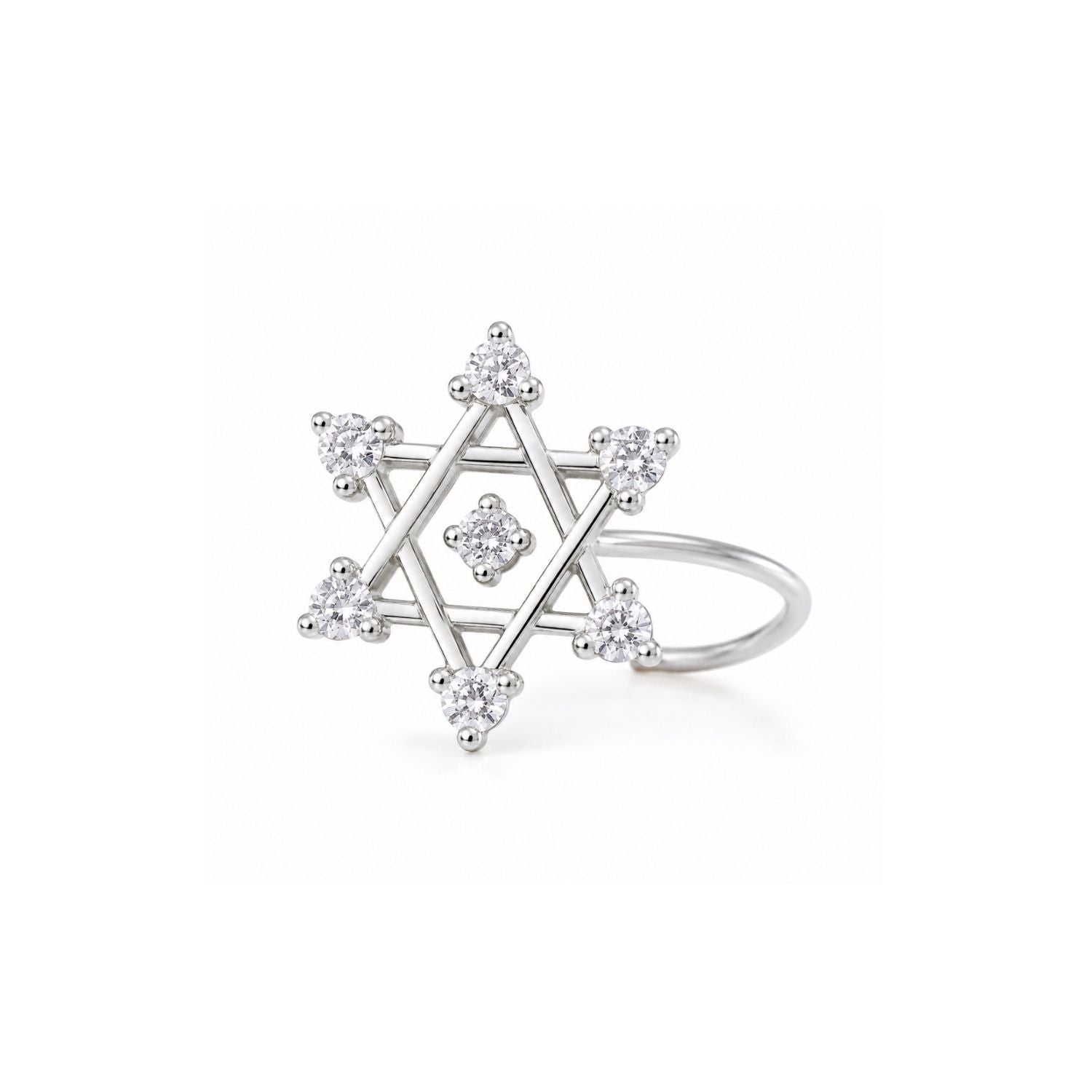 Six Pointed Star CZ Nose Pin 925 Sterling Silver