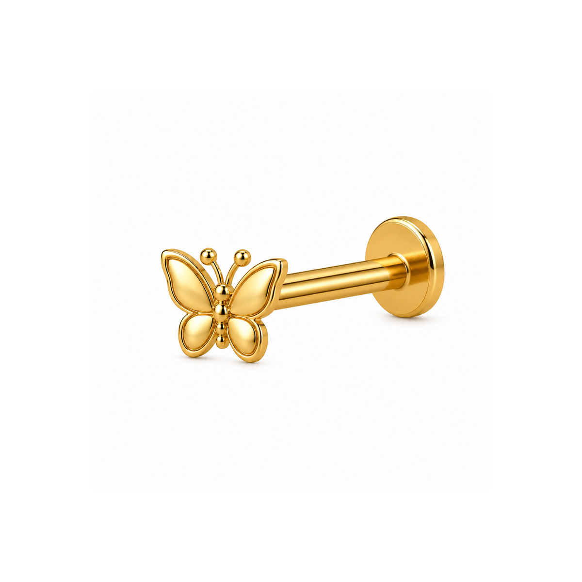 Minimalist Butterfly Nose Pin - back view with clasp