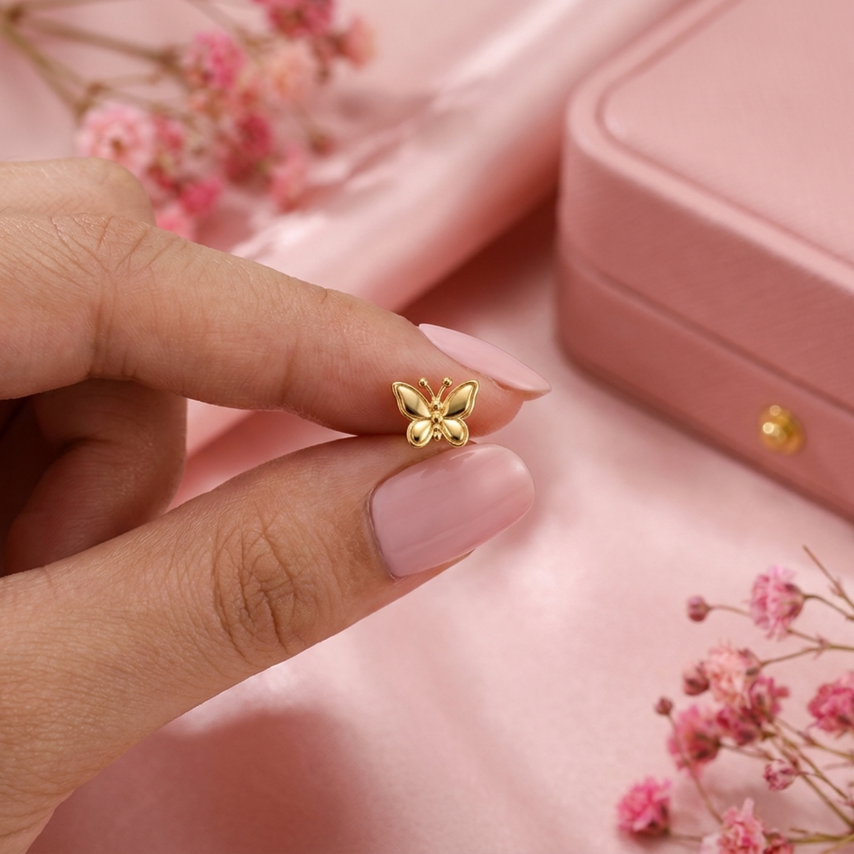 Minimalist Butterfly Nose Pin - 925 Sterling Silver