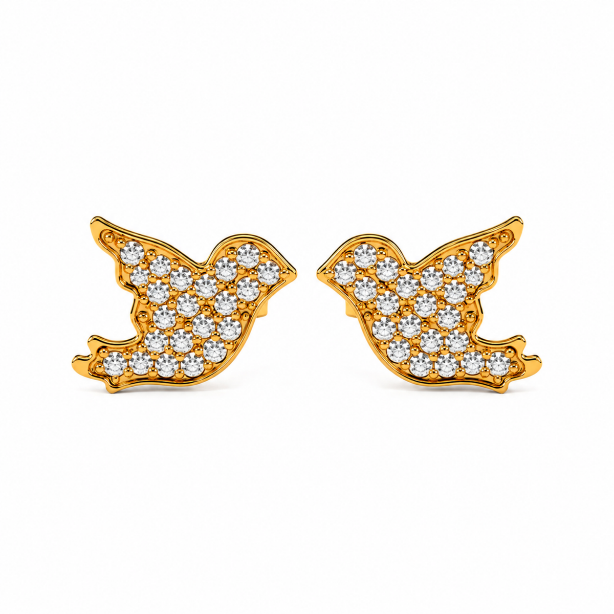 Pavé White Cz Bird Stud Earrings - 925 sterling silver earrings for women