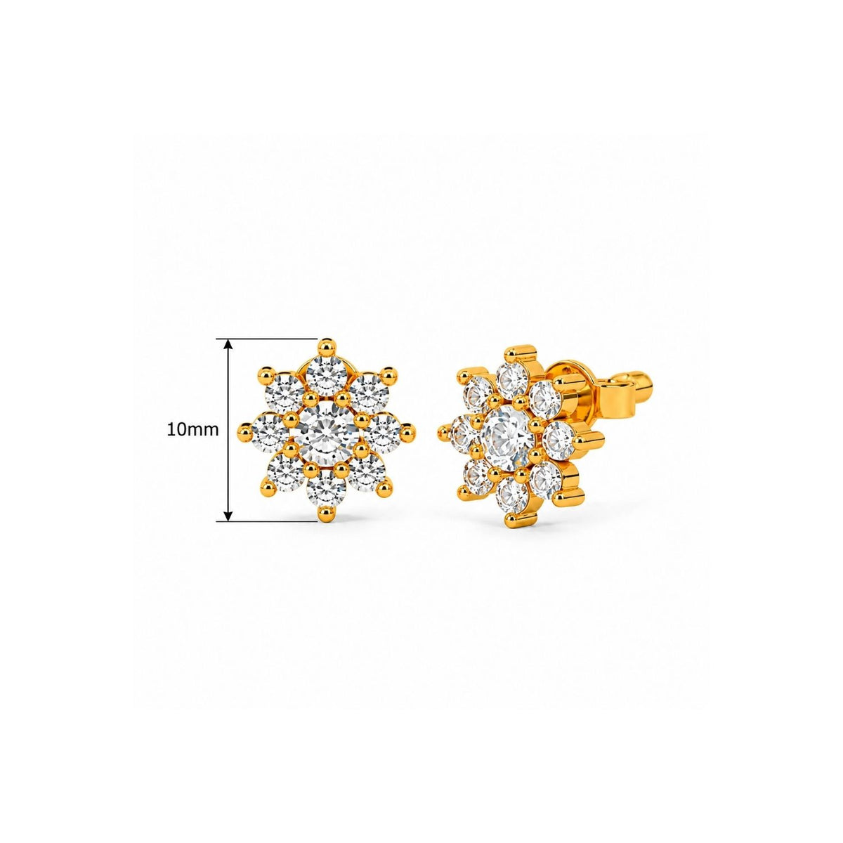 Starburst White Cz Flower Stud Earrings for Women - 925 Sterling Silver