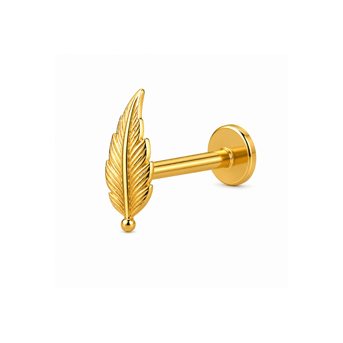 Minimalist Feather Nose Pin - close-up detail