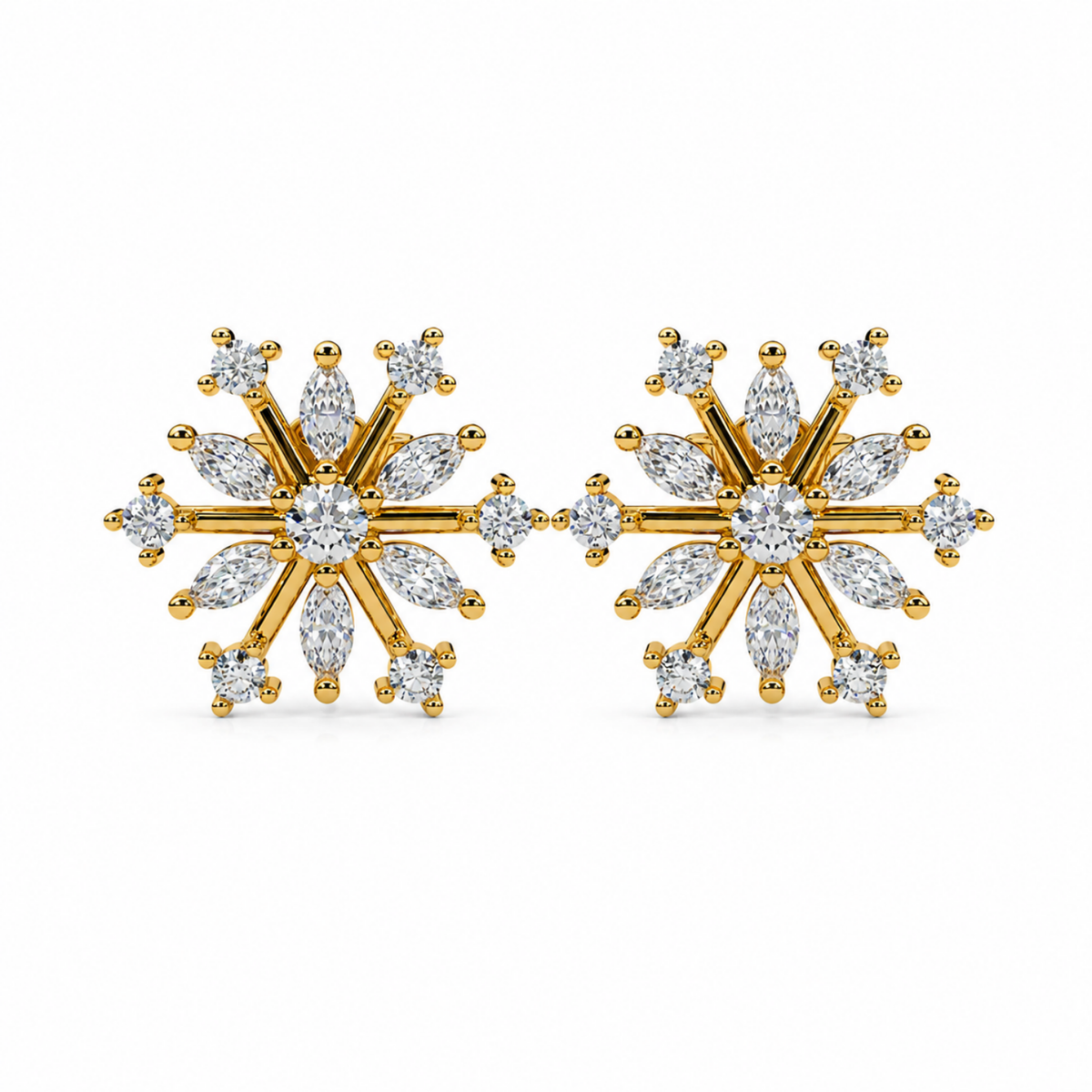 Marquise White Cz Snowflake Stud Earrings - 925 sterling silver earrings for women